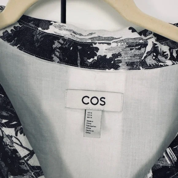 COS Black and White Scenic Print Midi Dress - Picture 2 of 7